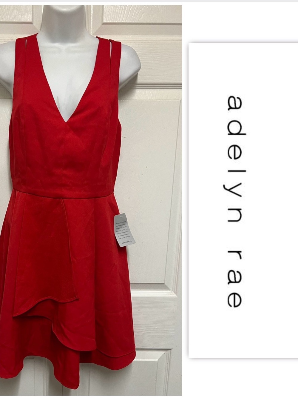 Adelyn Rae Asymmetrical Crepe Fit And Flare Mini Dress